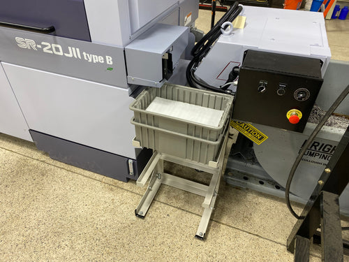 CNC parts catch accumulator rack with 16.5" x 11" bin x 33" high